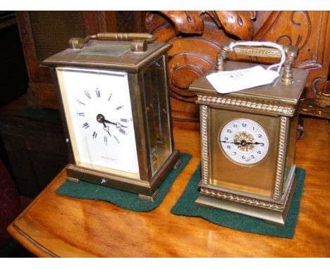 A brass cased carriage clock and one other CONDITION REPORTboth run