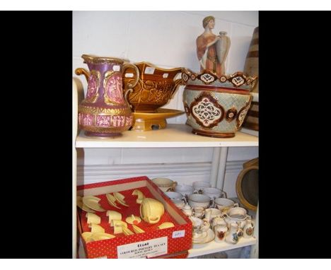 Assorted ceramic collectables - on two shelves 