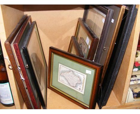 A selection of framed and glazed Brannon prints and old maps pertaining to the Isle of Wight 