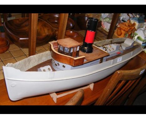 A model boat with fibreglass hull 