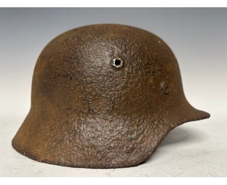 WW2 Third Reich Heer M40 Steel Helmet in relic condition. Retains most of the liner band. Rust pitted over but in solid condi