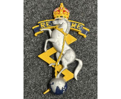 Post War British Army REME Cast Metal Alloy Vehicle Badge. 340mm in height.