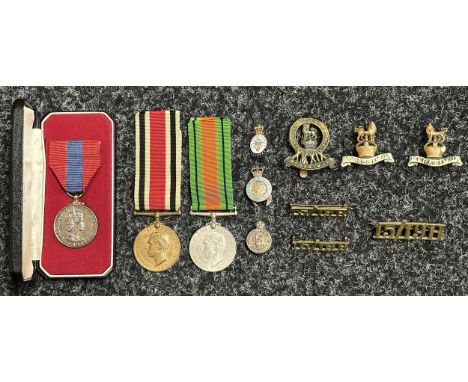 WW2 British Defence Medal and Special Constabulary Faithful Service Medal to Thomas W Wright: Cased ERII Imperial Service Med