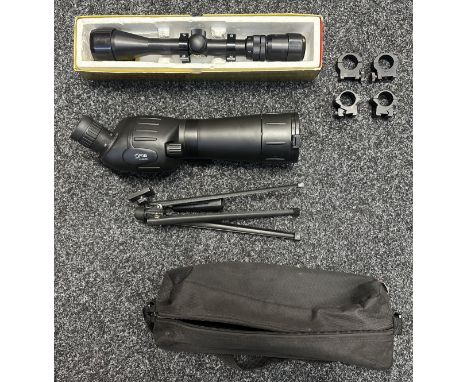 Nikko Sterling 3-9 x 40 Wide Angle Telescopic Sight, used in original box, with mounts: Two pairs of scope mounts: Optus 20-6