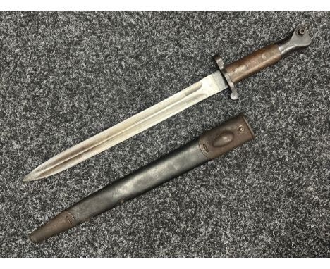 Commercial Pattern British Lee Metford Bayonet with doubled edged blade 305mm in length, devoid of any markings except a smal