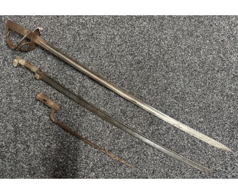 British Officers 1821 Pattern Light Cavalry Sword with single edged fullered blade 890mm in length, maker marked "Mole" to sp