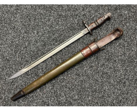 British Home Guard Issue Enfield P17 Bayonet with single edged fullered blade 430mm in length, maker marked and dated "Winche