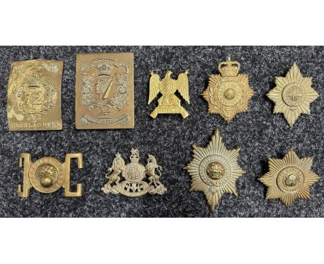 British Belt Plates, Post War Grenadier Guards Belt Buckle and five Helmet plates.