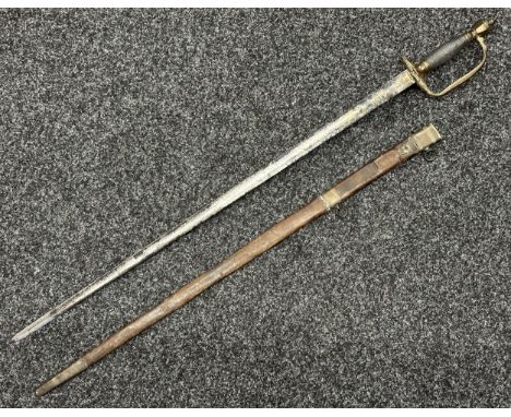 Georgian Court Sword with fullered single edged blade with engraved decoration Crown GR and Royal Coat of Arms along with mak