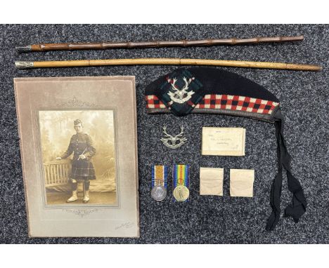 WW1 British Seaforth Highlanders group to include: War Medal and Victory Medal to 3929 Pte A Harrison, Seaforth Highlanders c