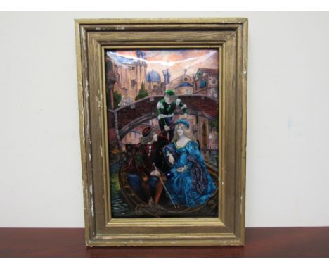 Faure &amp; Marty Limoges enamel plaque, gondola in venice 25cm x 16cm