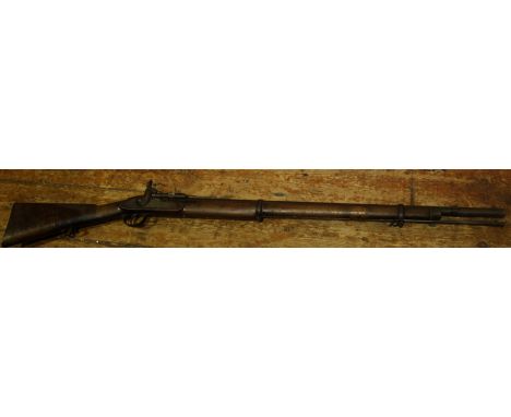 An unusual 19th century Snider Patent two band percussion rifle, decommissioned, side lock marked with a crown, numbered 1002