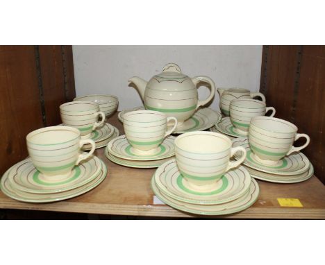 SECTION 29 - A Clarice Cliff pottery tea set comprising of 22 pieces, the base stamped 'Royal Staffordshire ceramics by Clari