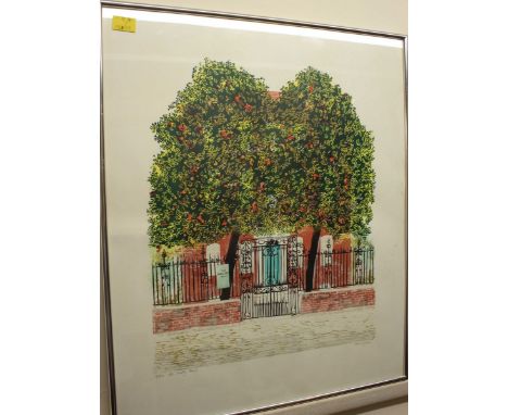Olwen Jones (British b1945-), "The Holly Trees," limited edition lithograph, 5/50, signed and titled in pencil, 58x49cm, in a