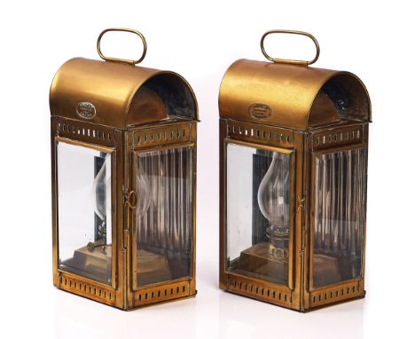 DAVEY &amp; CO. LONDON LTD.; A PAIR OF BRASS WALL LANTERNS20th CenturyEach with label ‘DAVEY &amp; Co. LONDON LTD. LONDON, EN