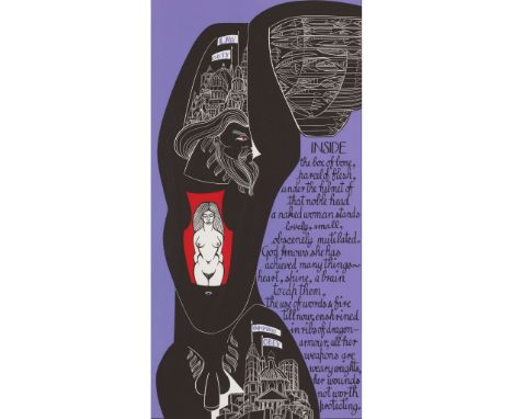 ALASDAIR GRAY (SCOTTISH 1934-2019) INSIDE THE BOX OF BONE . . . , 2008 Screenprint, 34/60, signed, dated 9.9.2008 and number