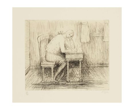  HENRY MOORE O.M., C.H. (BRITISH 1898-1986) GIRL DOING HOMEWORK I, 1974 Etching, 35/50, signed and numbered in pencil to marg