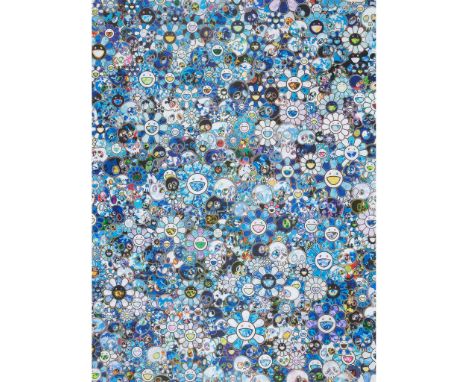  TAKASHI MURAKAMI (JAPANESE B.1962) BLUE FLOWER & SKULLS, 2016 Off-set lithograph, 19/300, signed and numbered in silver ink,