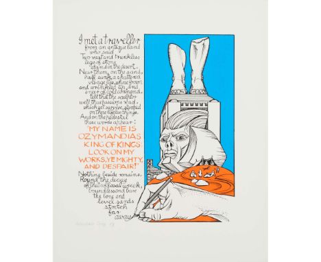  ALASDAIR GRAY (SCOTTISH 1934-2019) OZYMANDIAS, 2017 Screenprint, P/P, aside from the edition of 40, signed and editioned in 