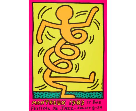  KEITH HARING (AMERICAN 1958-1990) MONTREUX JAZZ POSTER (PINK), 1983 Screenprint the sheet 100cm x 70cm (39.5in x 27.5in), un