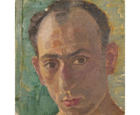  ALBERTO MORROCCO R.S.A., R.S.W., R.P., R.G.I., L.L.D. (SCOTTISH 1917-1998) SELF PORTRAIT Oil on paper 21cm x 20cm (8.25in x 