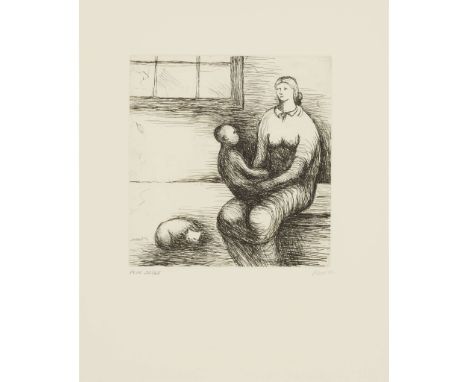  HENRY MOORE O.M., C.H. (BRITISH 1898-1986) MOTHER & CHILD IX, FROM THE 'MOTHER & CHILD' ALBUM (CRAMER 679), 1983/1987 Etchin