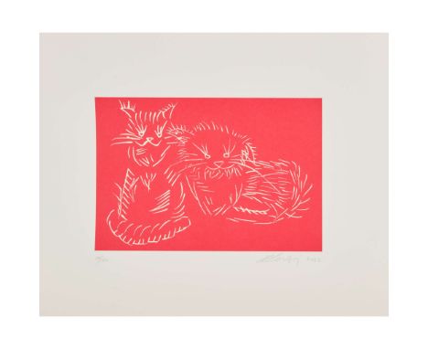  AI WEIWEI (CHINESE B.1957) CATS (RED), 2022 Screenprint, 110/150, signed, dated and numbered in pencil to margin the sheet 2