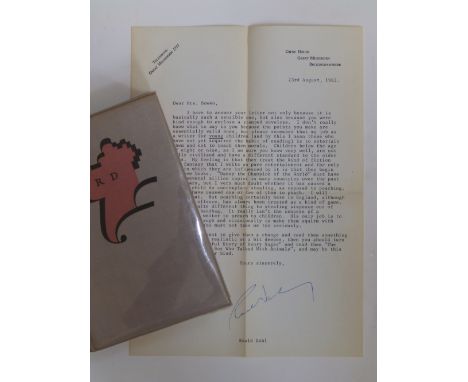 Roald Dahl (1916-1990) – a 30 line typed letter on Gipsy House headed paper dated 23rd August 1983 in which the author replie