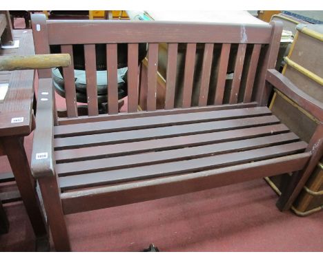 A Bridgman &amp; Co Wooden Garden Bench, with slatted back 124 cm wide.