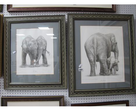Gary Hodges 'The Orphans' &amp; 'Indian Elephants' Limited Edition Black &amp; White Prints of 850, both pencil signed, appro