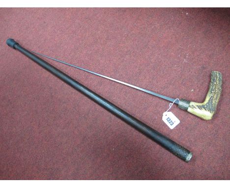 Walking Stick with sword enclosed, antler handle.