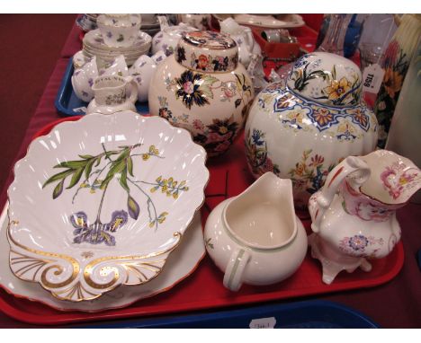 Delft Ginger Jar and Cover, Mason's 'Mandarin' ginger jar and cover. Spode 'Iris Sphaerolobium' shell shaped dish, Royal Worc
