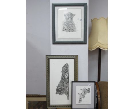 Gary Hodges 'Bengal Tigers and Cub' Black &amp; White Print, pencil signed 23 x 55.5 cm. David Wood 'A Free Ride'. G. Harris 