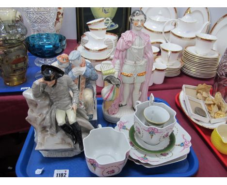 XIX Century Staffordshire Flatback Figure of Prince Albert, Continental figure of Napoleon seated, Rye Potteries figure group
