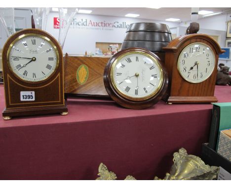 Knights &amp; Gibbins Wall Clock, 34 cm high. Comitti &amp; London Clock Co mantle clocks. (3)