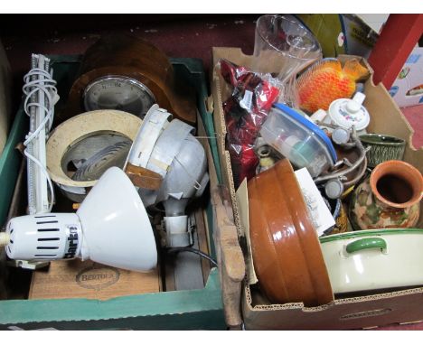Mantel Clock, Clarke Angle Poise Lamp, ceramics, etc:- Two Boxes