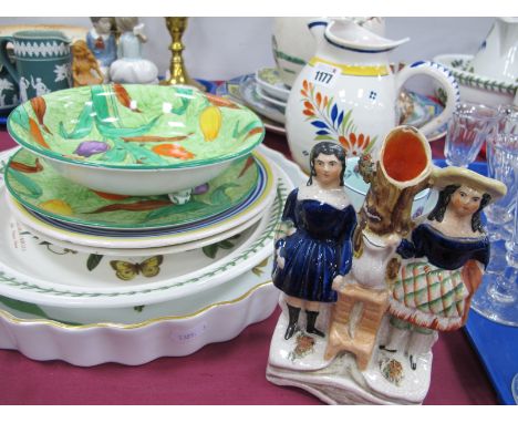Quimper Ware Jug and Two Plates, Falcon 'Tulip' salad bowl and stand, Worcester 'Evesham' flan dish, Portmeirion plate etc.