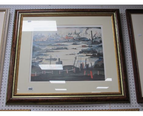 L.S Lowry 'The Lake 1937' Limited Edition Colour Print of 500, Henry Buckland label verso, 38 x 47cm.