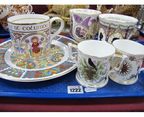 Royal Crown Derby Vernal &amp; Autumnal Equinox Two Handled Cups, limited ediiton of 750, Coalport goblets, Spode Kells tanka