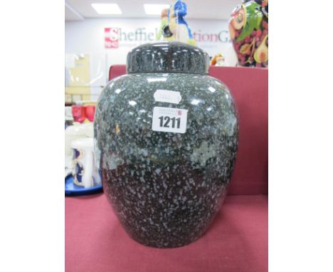 Poole Pottery Ginger Jar and Cover, of ovoid form, having all-over black speckled decoration, 24cm high.