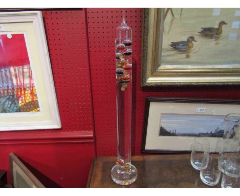A glass Galileo thermometer