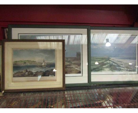 Two framed and glazed prints of Brancaster, signed Shirley Grant, along with a maritime print of Guernsey (3)