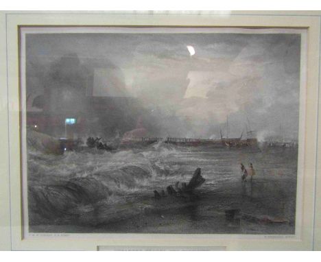 A print after Turner "Stranded Vessel off Yarmouth", gilt framed and glazed, 18cm x 25cm