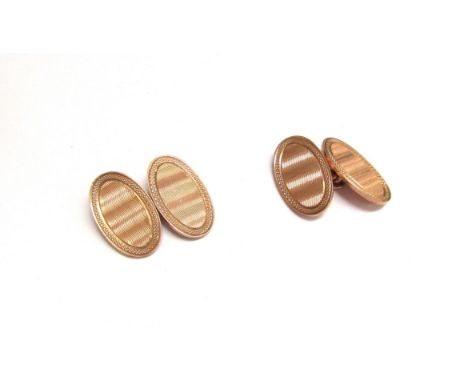 A pair of 9ct gold cufflinks, engine turned detail, 8.2g 