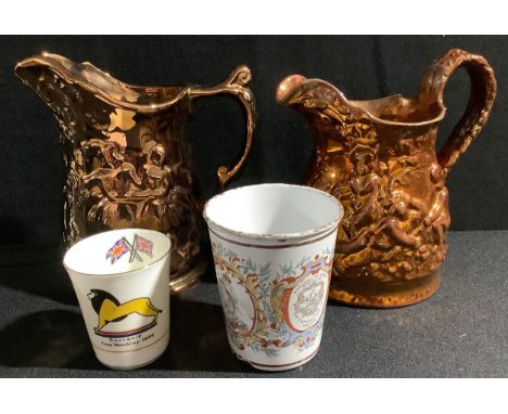 A commemorative enamel cup, Queen Victoria 1897 Jubilee, Borough of Derby, Mayor Sir Thomas-Roe; Wembley Exhibition souvenir 