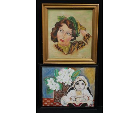 Keng Keeling 1938  Portrait of a Young Girlsigned, oil, 44.5cm x 39.5cm; another, Lydia Corbet, Young Child, signed, oil, 39c