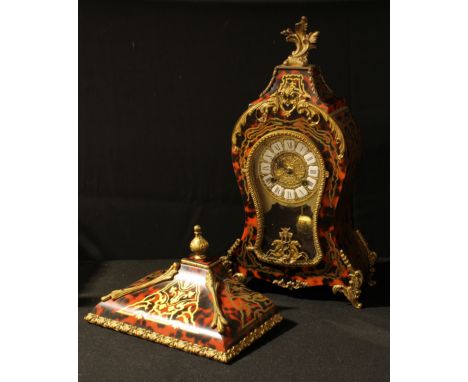 A Lauris Louis XV style faux boulle work bracket clock, 44cm high excluding bracket 