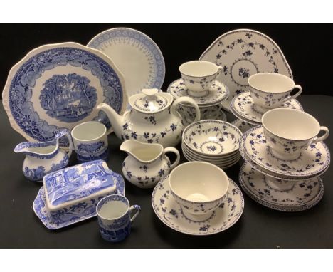 A Royal Doulton York Town tea service;  Spode Italian  service, for six;  other blue and white 