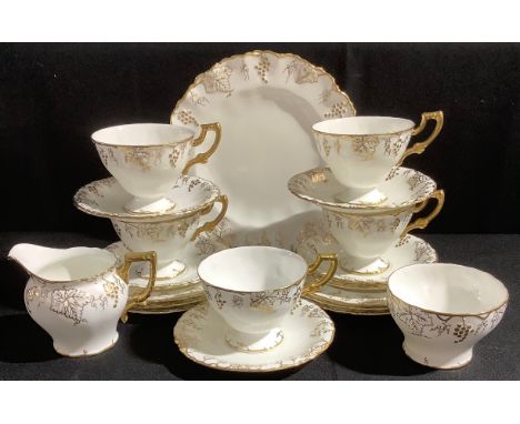 A Royal Crown Derby Vine pattern part tea service, printed marks 