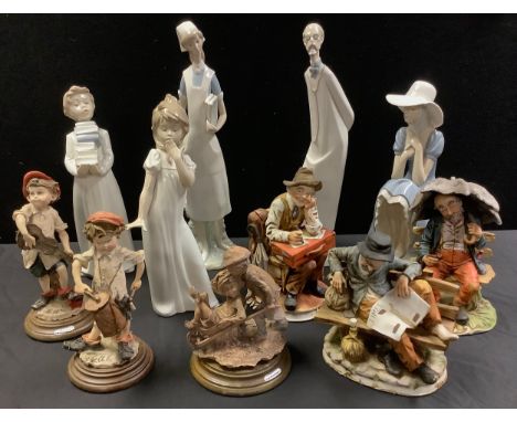 A Lladro figure of a nurse;  another, doctor;  three Nao figures;  Capo-di-Monte figures (11) 